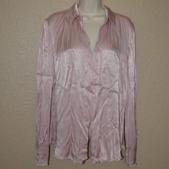 Sz 1 S Raquel Allegra Pink Long Sleeve Blouse - Picture 1 of 7